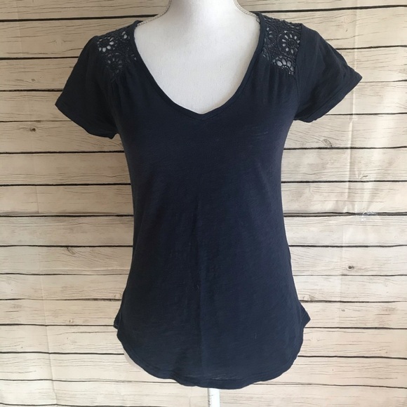 Lucky Brand Tops - Lucky Brand Knitwear Navy Blue Crocheted Top